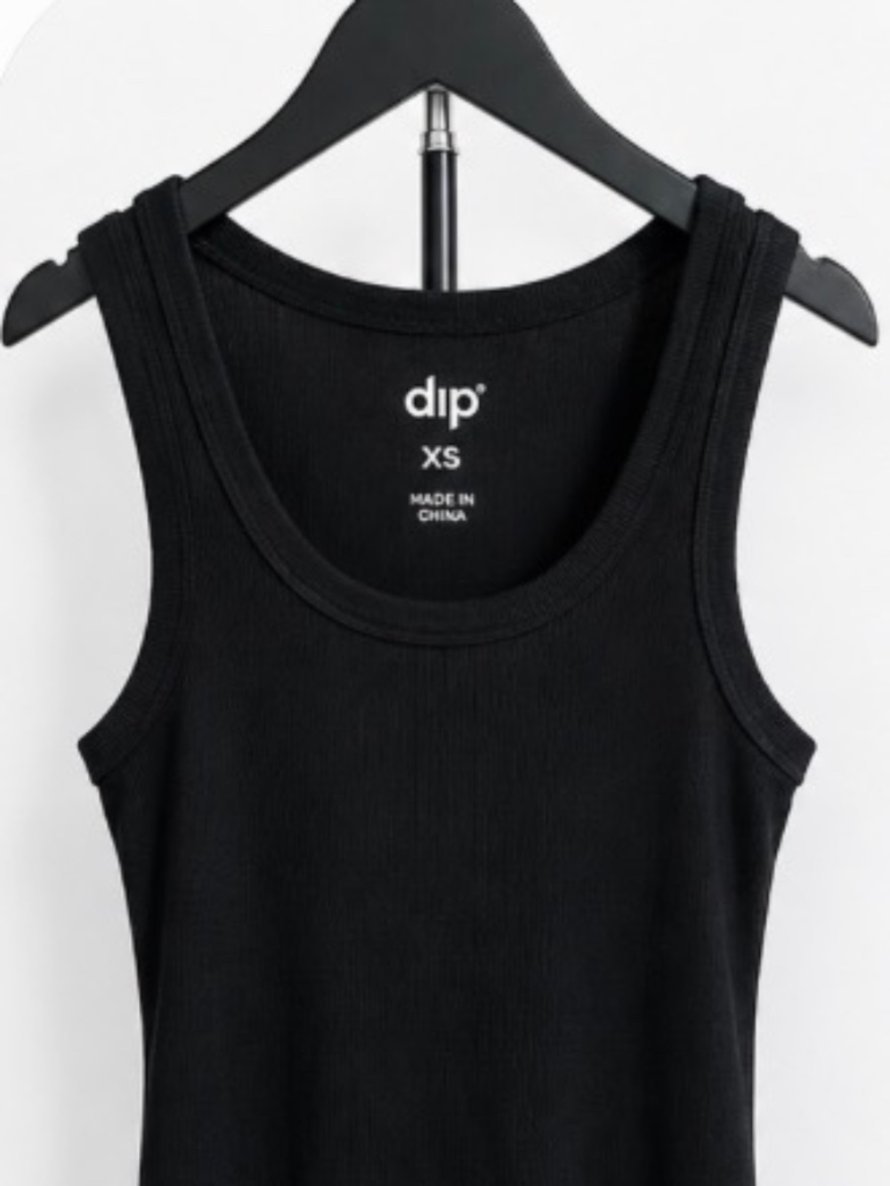 dip Black Ribbed Tank Top – XS